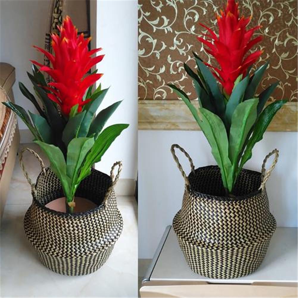 Nordic Foldable Seagrass Storage Basket Patchwork Seagrass Garden Flower Pot Planter Laundry Basket