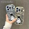 Phone Case: 2D Flat Design Suitable for iPhone 18 17 16 15 14 13 Pro Protective Case, Couple Style, Ghost Little Black Cat, Christmas and Halloween Gi