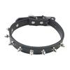 Adjustable Pet Dog Collar, Single Row Bite Proof Rivet Cat and Dog Collar Round Head Nails PU Chain for Cats Puppy Dogs