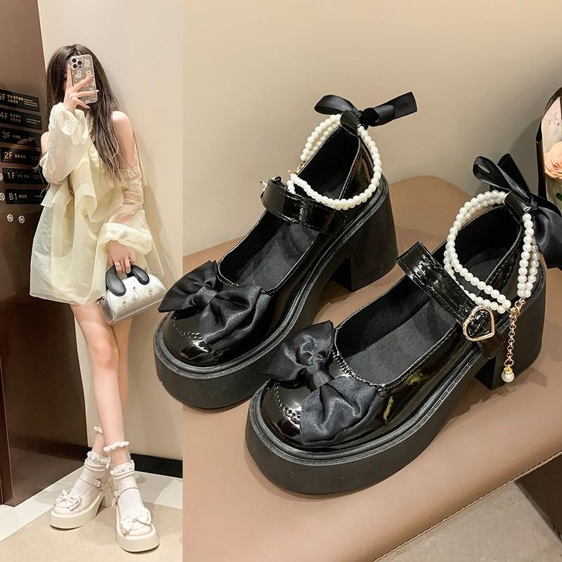 Lolita Schuhe Super Hohe Absätze Mary Jane Schuhe Damen Klobige Plateau Pumps Frau Knöchel Schnalle Partyschuhe