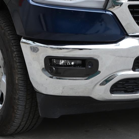 Carbon Fiber Front Fog Light Decor Cover Lamp Frame Trim For Dodge RAM 1500 18+