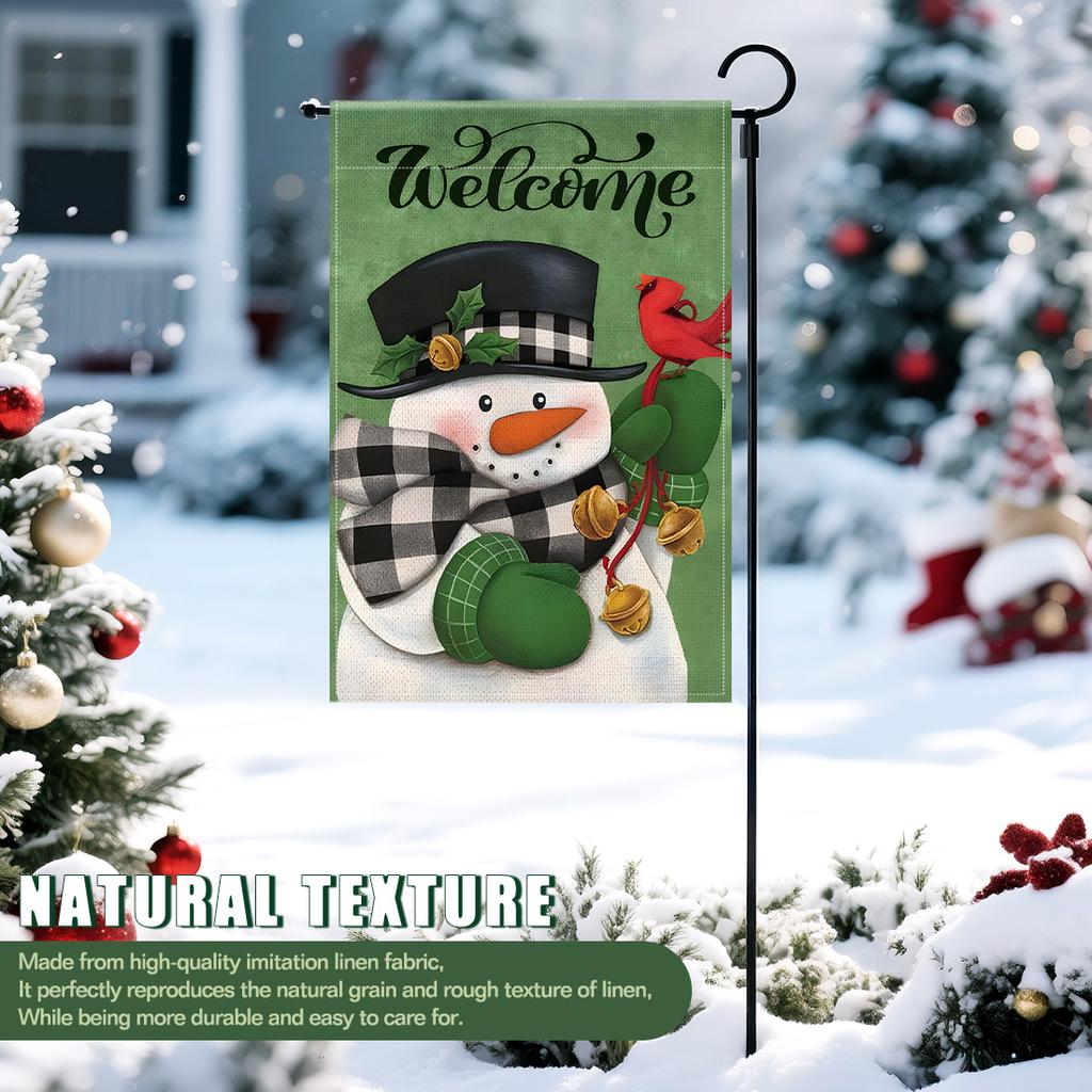 Christmas Snowman Garden Flag 12x18 Inch Double Sided for Courtyard Outdoor Welcome Flag Decoration (Excluding Flagpole)