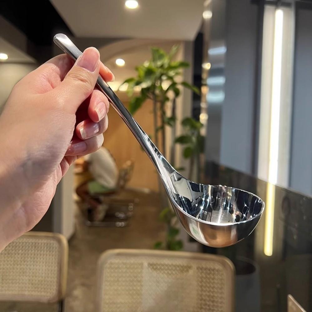 Minimalist Stainless Steel Stainless Steel Spoon Long Handle Thicken Hot Pot Scoops Durable Rice Spoon Kitchen Use