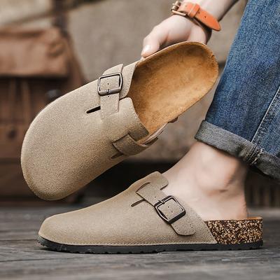 Summer Men's Women Suede Slippers Sandals With Arch Support Home Mules Cork Insole Sandals Casual Shoes Chaussures Femme