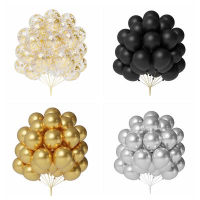 36pcs Gold Confetti Balloon Black Gold Silver Metal Balloons for Graduation Wedding Birthday Party Decoration Baby Shower Globos