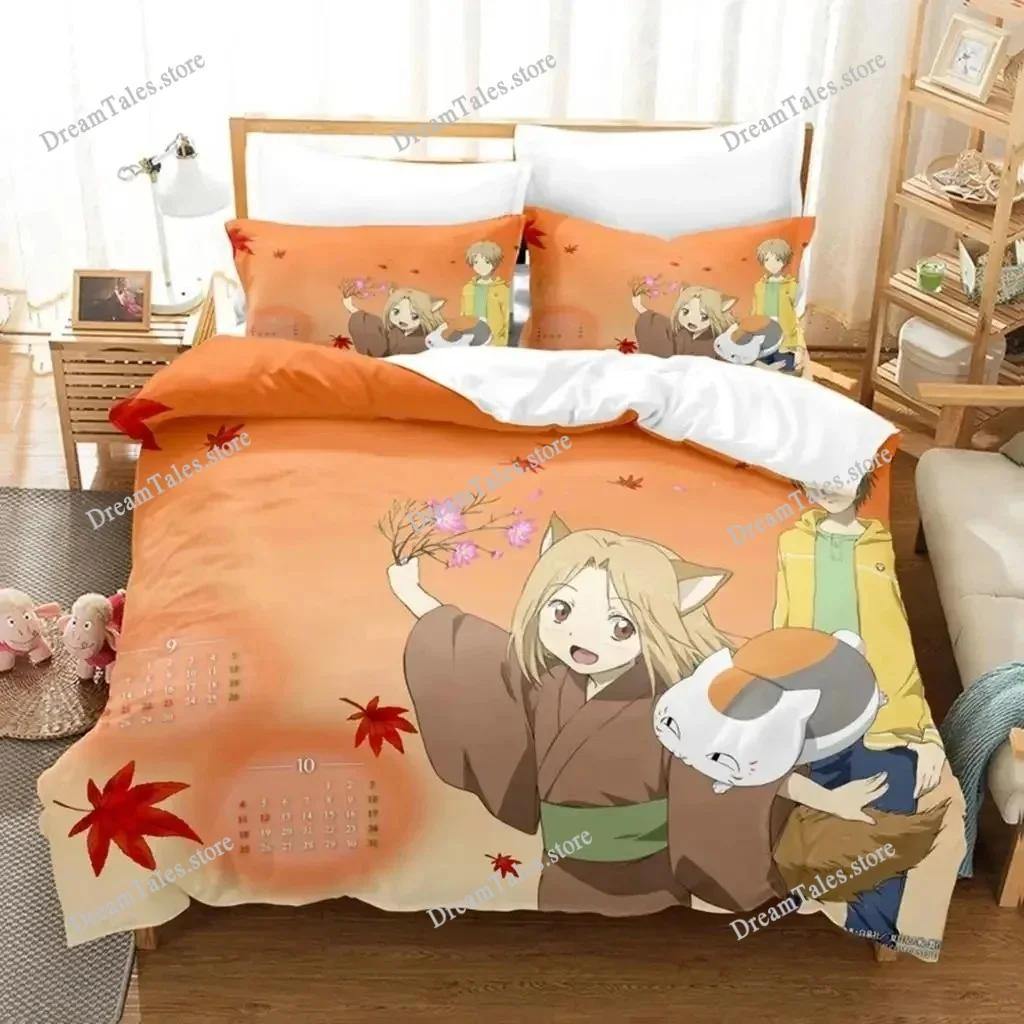 Anime Natsume Book Of Friends Nyanko Bedding Set,Girls Boys Adult Single Twin Queen Size,Duvet Cover Pillowcase Bedding