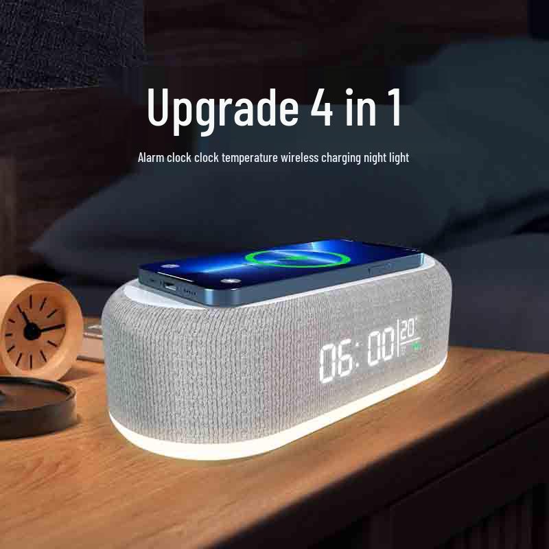 4-in-1 Fast Wireless Charger with Alarm Clock and Temperature Display (15W)