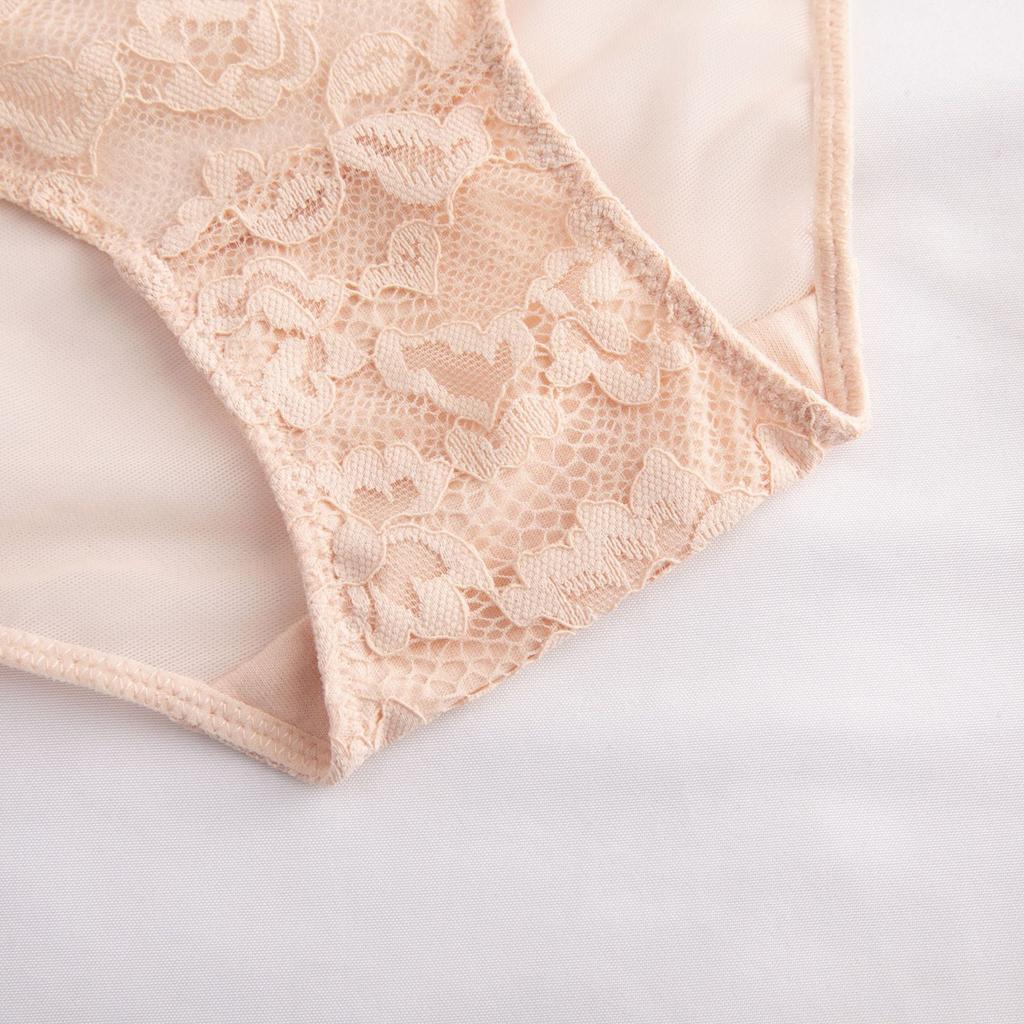 Sexy lace panties thin hollow transparent embroidered large size panties women's pure cotton bottom crotch hip lift low waist briefs