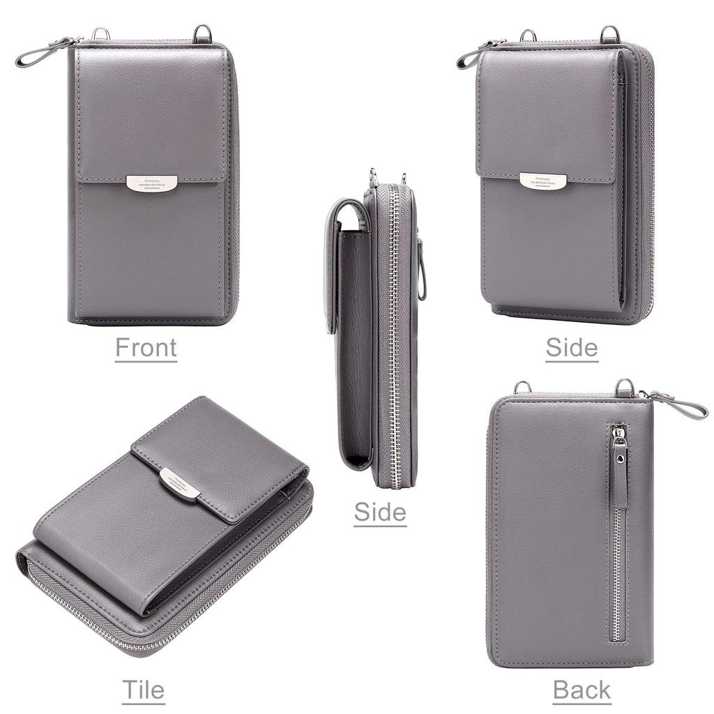 KUKOO Small Crossbody Bag Mobile Phone Wallet with Credit Card Slot for Zipper Upgraded Women, A-Gray Version, one_size