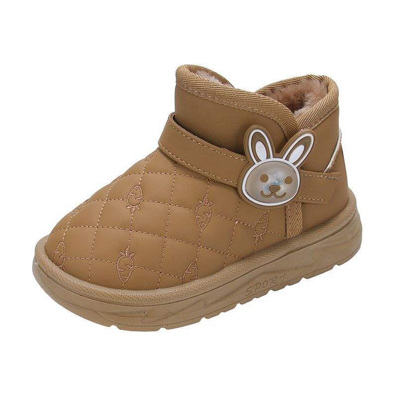 Trendy Autumn and Winter Children's Cotton Shoes Girls Snow Cotton Boots Antifreeze Super Soft Cute Rabbit Decorative Velvet Warm