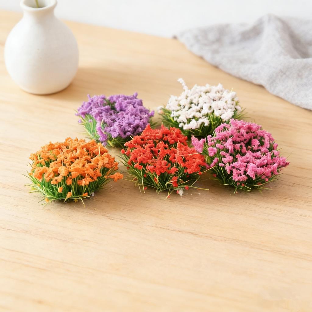 Mini 6 Stück Blumenbüschel Statische Grasbüschel Simulationsmodell Blumen für Diorama Modellbau Landschaftsgestaltung DIY für Kinder Erwachsene Kindergeburtstagsgeschenk
