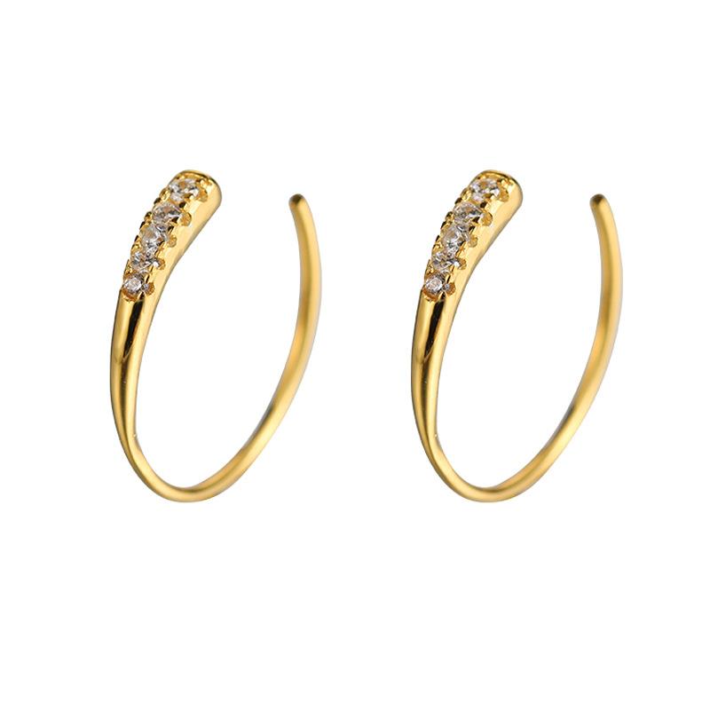 

Серьги с бриллиантами Flash Wish, Трансграничная внешняя торговля, персонализированные рядные бриллиантовые серьги-клипсы, полукруглые серьги-гвоздики в форме буквы C, простые copper