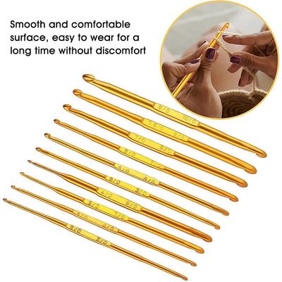 Handicraft Gold Double End Crochet Hooks Aluminum Multisize Crochet Needles Crocheting Hooks Scarf