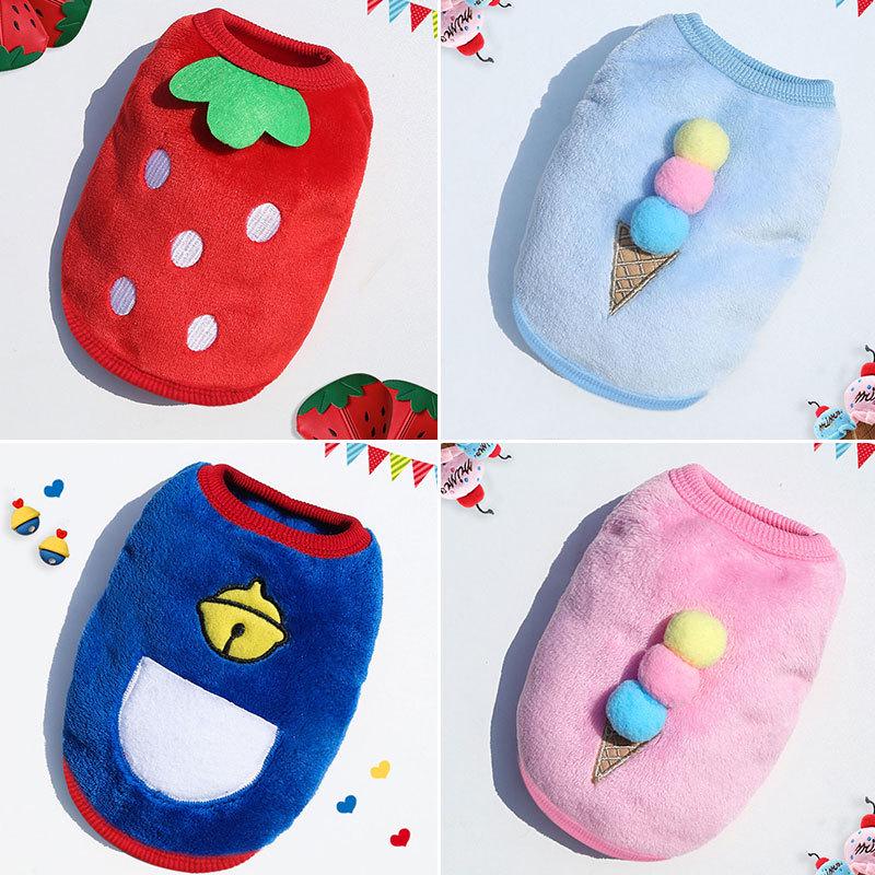 Cozy Cartoon Puppy Flannel Cat & Dog Vest - Warm Teacup Doggy Clothes for Small Pets