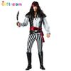 Fashionable Fabric Polyester Black And White Pirate Costume For Men Great For Halloween And Events