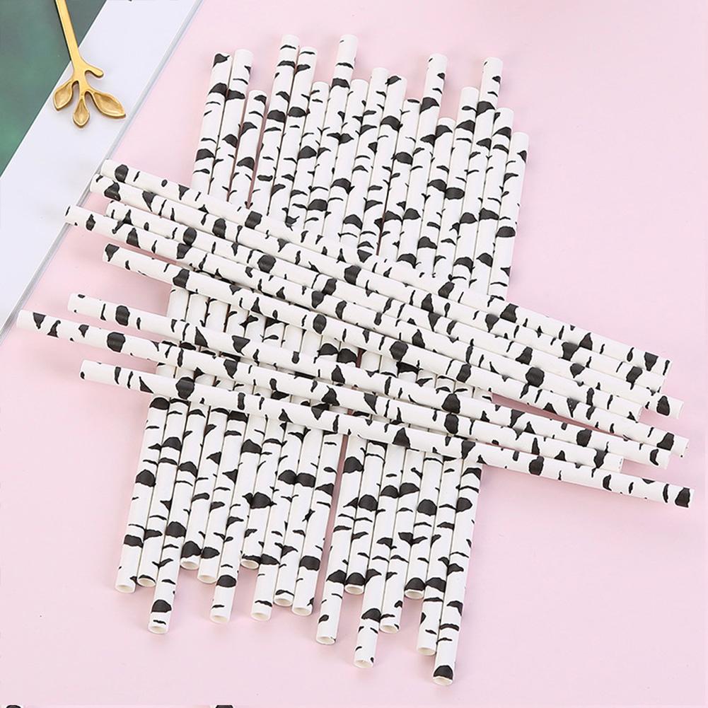25 Stick Disposable Paper Straws Party Dessert  Decoration Handmade Environmental Straw