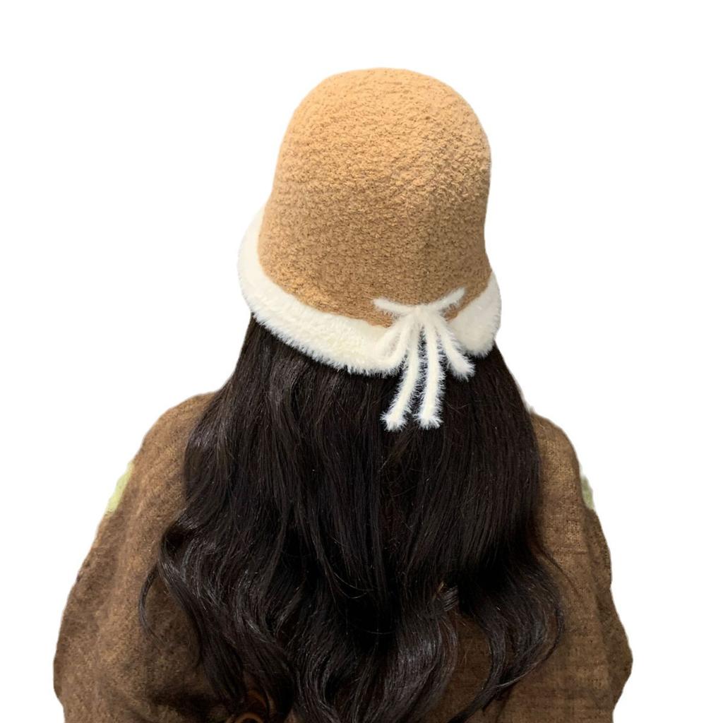 New Autumn and Winter New Female Fisherman Hat Versatile Warm Basin Hat Knitted Casual Korean Version Hat Plush Fashion Thickened