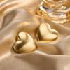 Vnox 1 Pair Large Women Heart Stud Earrings,Stainless Steel Gold Color Ear Gifts for Her,Minimalist Dainty Chic Oversize Jewelry