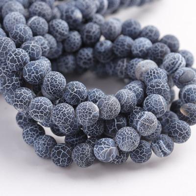 Frost Cracked Agates Natural Stone Beads 15"Strand Smooth Loose Spacer Beads 4/6/8/10/12mm for Jewelry Making DIY Bracelets Accessories
