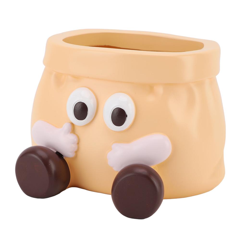 Succulent Pot Resin Cute Decorative Planter with Drainage for Ornament Entryway Key Storage Yellow