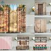 Rideau de douche de dessin animé pour salle de bain Motif géométrique 3D Rideaux de douche imperméables avec 12 crochets Décorations pour la maison