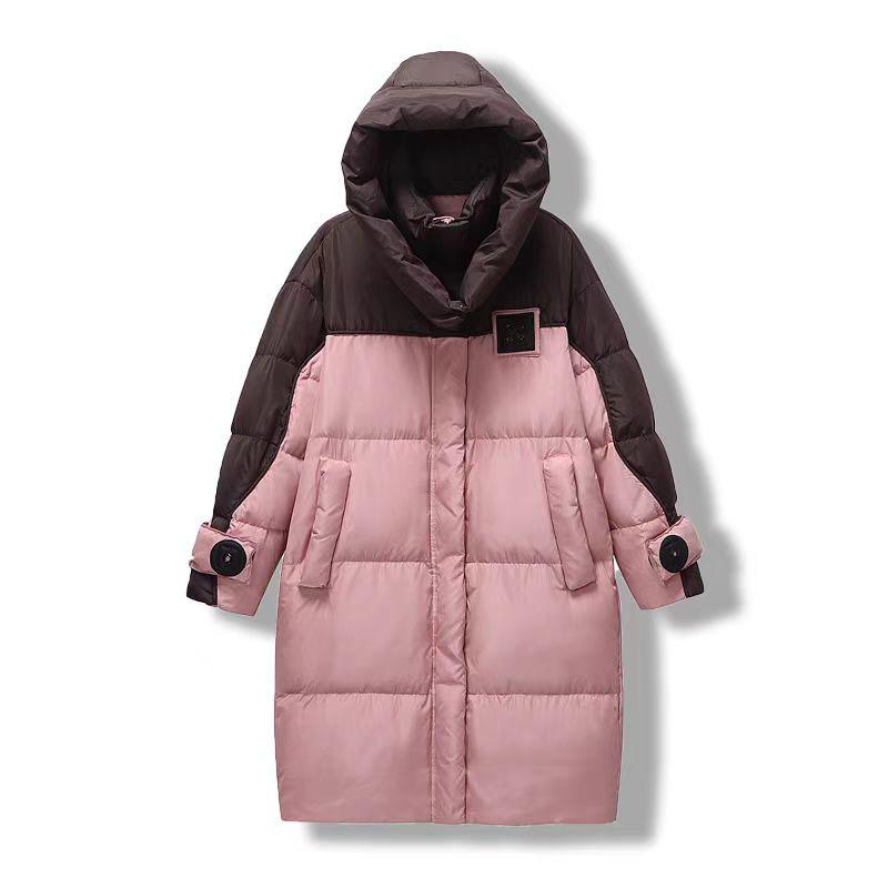 Fashion Trendy Brand Down Jacket Women's Length 2025 Winter Thickened Over the Knee Color Matching Large Quilt White Duck Down Couple Jacket