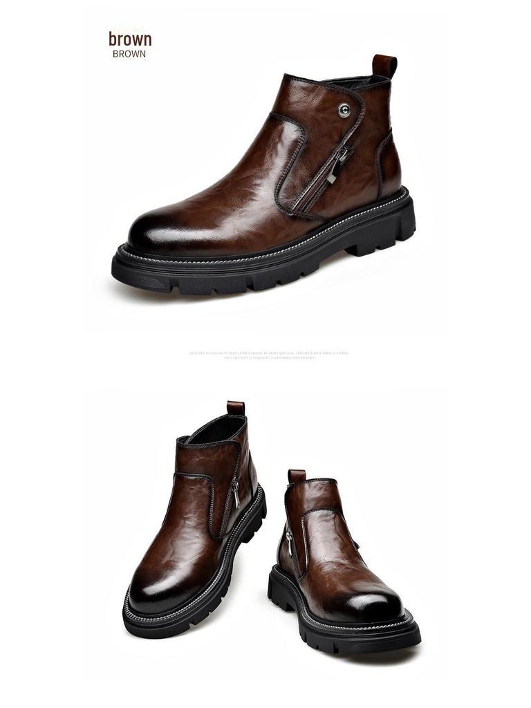 2024 Nové pánské polobotky Chelsea - Britský styl, boční zip, všestranné, sametová podšívka.