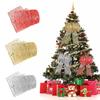 2M Christmas Ribbon Hollow Out Shiny Gold Silver Red Silk Ribbon Gift Wrapping Xmas Tree Hanging Decoration DIY Handmade Bowtie