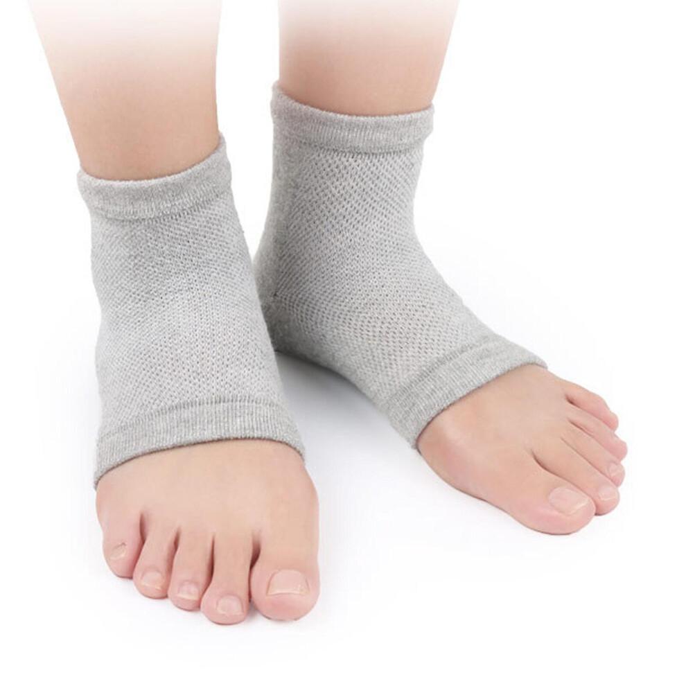 (Apricot) Heel Anti Crack Sleeve With Gel Moisturizer For Overnight Treatment - Gray Half Socks