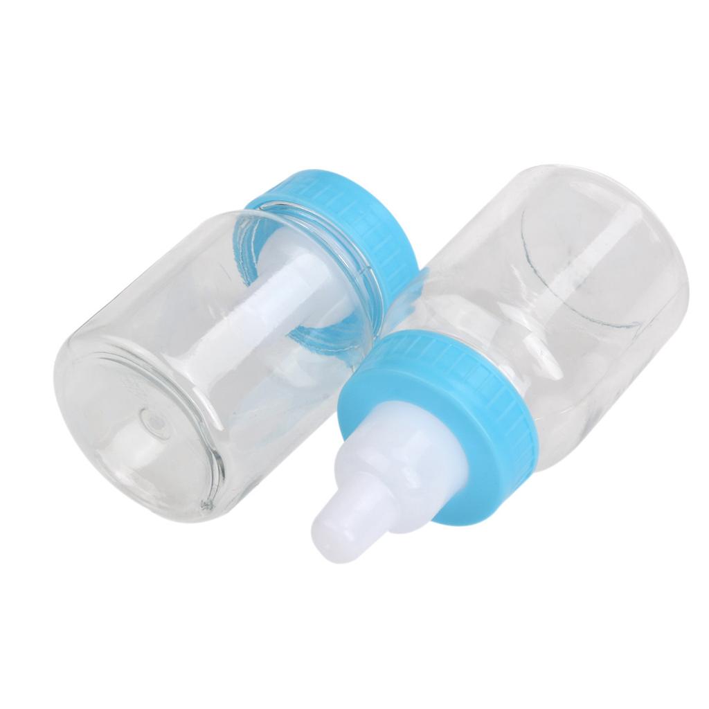 12pcs Mini Shower Gift Box Blue 9Cm Feeder Style Gift Box Plastic Candy Bottle Feeder Style Party Favors Decoration Supply