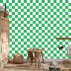Green and White Checkerboard Wallpaper for Living Room and Bedroom 50x1000
