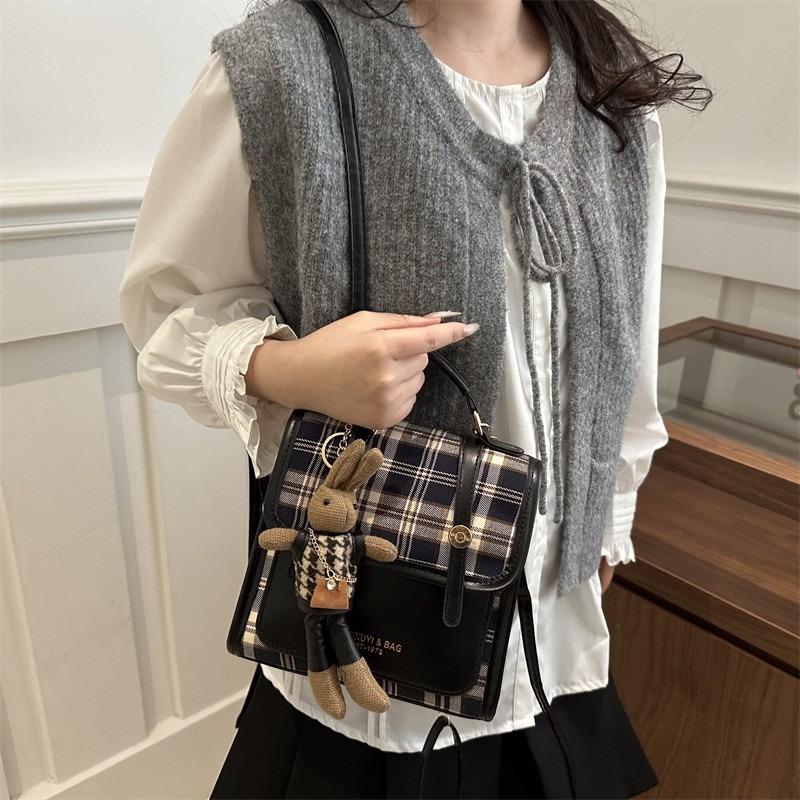 Retro Contrasting Color Fashion Student Bag New Trend Casual Backpack Grid Bag Versatile Women's Bag