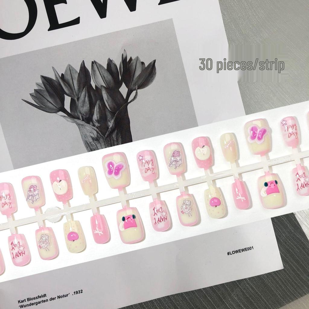 Sweet Pink Press-On Nails - Creamy 3D Art for Cute, Fresh Style