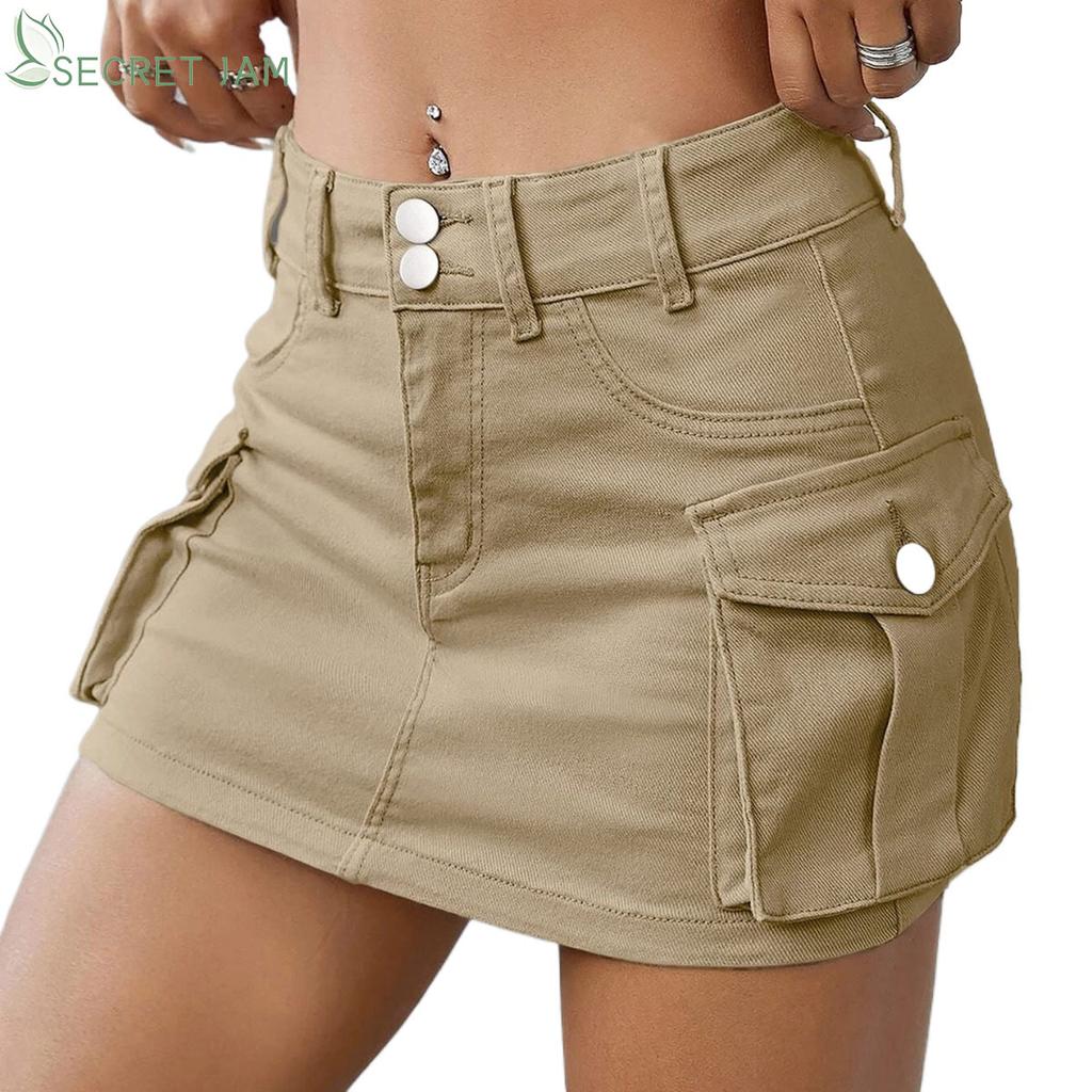 Secret Jam Women Low Waist Slim Denim Mini Skirt High Street Clothing