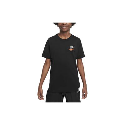 Sportbekleidung Logo Rundhals Lässiges Kurzarm-T-Shirt Kinder Oberteile Schwarz FV5417010