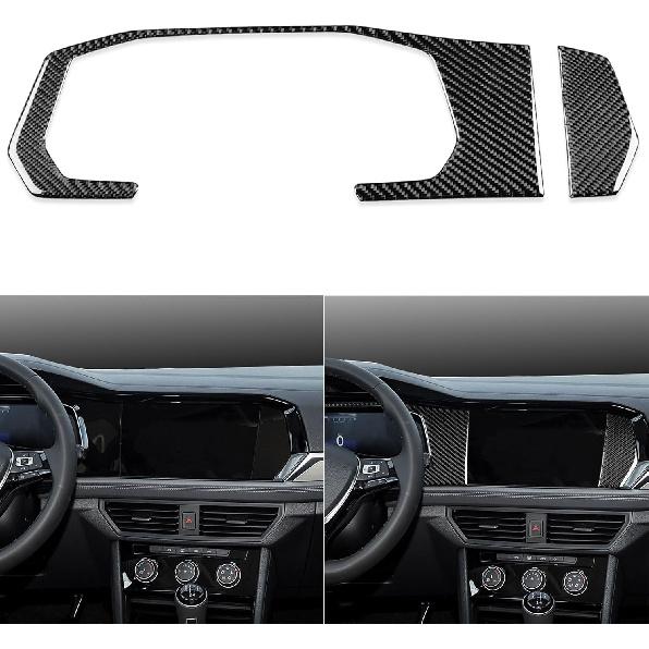 NVCNX Real Carbon Fiber Accessories for Volkswagen VW Jetta 2019-2024 2020 2021 2022 2023 Car Thick Overlay Dash Board Dashboard Instrument Cluster