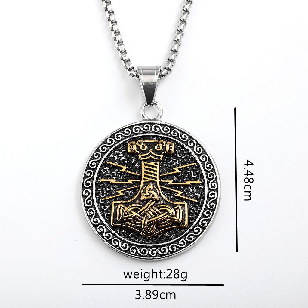 Men's Retro Stainless Steel Double-Sided Thor's Hammer Pendant Necklace