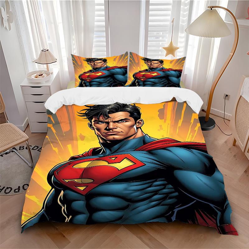 3pcs Superman Cover Set,Soft Comfortable Duvet Cover,Guest Room (1*Duvet Cover + 2*Pillowcases, Without Core) Yy251024103