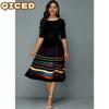 Fashion Summer Spring 1/2 Sleeves  O-Neck Casual Dresses
