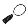 Women's Buddhist Prayer Beads, Informal, Kyoto Style, Suitable for All Sects, 7mm Onyx with Red Quartz and Black and Pink Lines