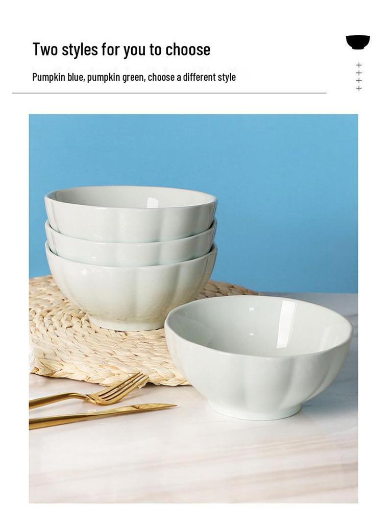 Set of 4 Large Japanese-Style Pumpkin Cartoon Noodle Bowls - Cute & Personalized Tableware