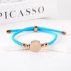 Stainless Steel Multi-Color Adjustable Bracelet with Round Tag for Laser Engraving, 15mm Hole
