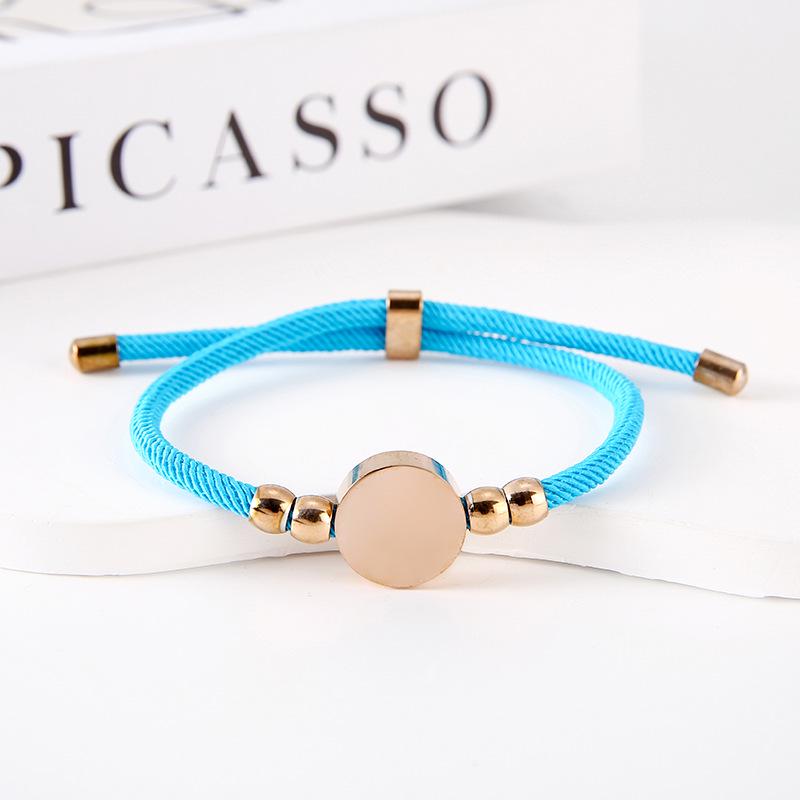 Stainless Steel Multi-Color Adjustable Bracelet with Round Tag for Laser Engraving, 15mm Hole