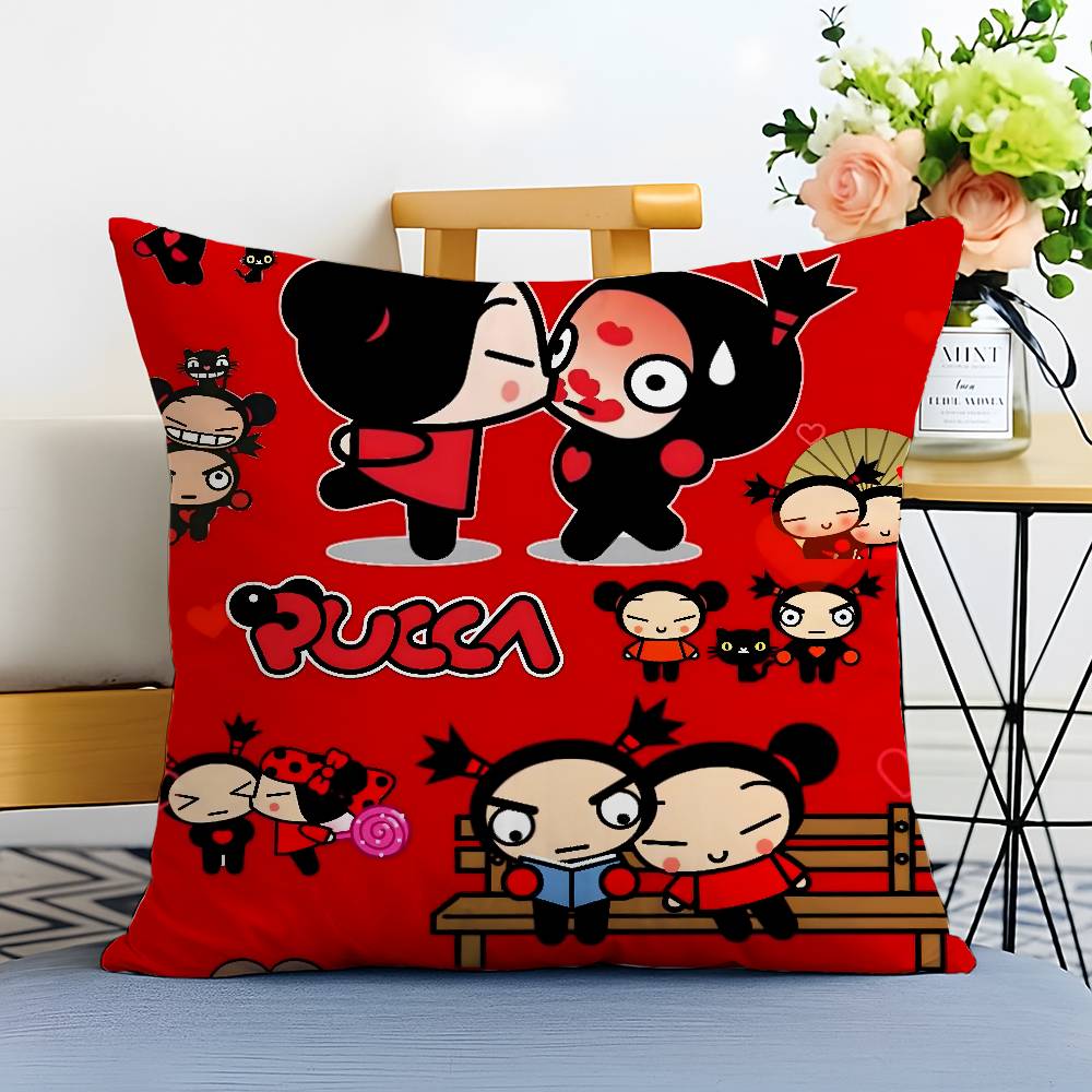 Anime P-Puccas Pillow Case Anti-dustmite Pillowcase Invisible Zipper Silky Short Plush Sofa Cushion Cover