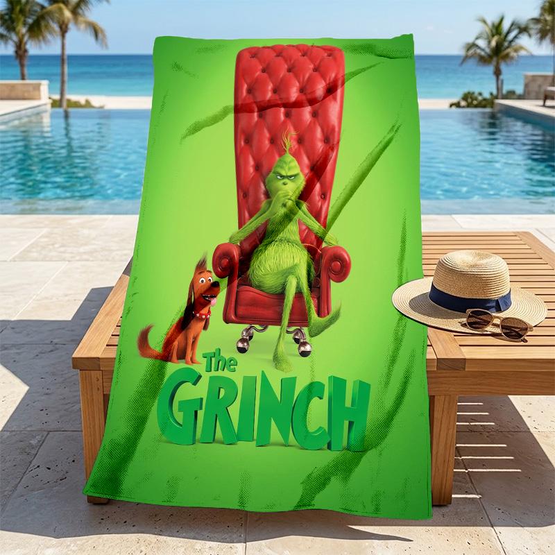 Grinch Throne Stylish Digital Printing Beach Towel Quick Drying Absorbent Blanket For Beach Pool Gym Travel Christmas Gift C9211467