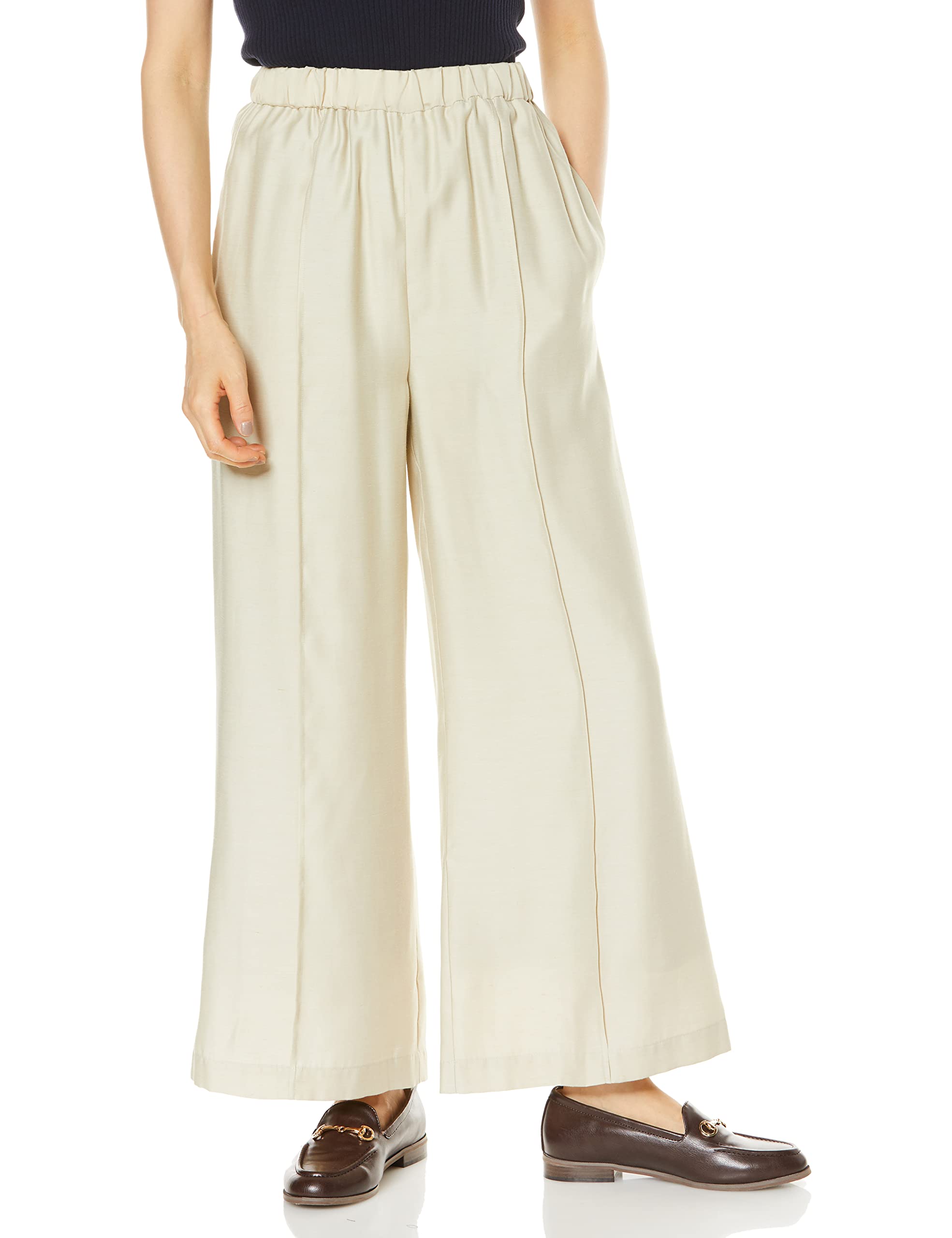 

Emi Relaxed Wide Size Size BEG 1 Women s Linen-Like Pants, 13WFP222006,