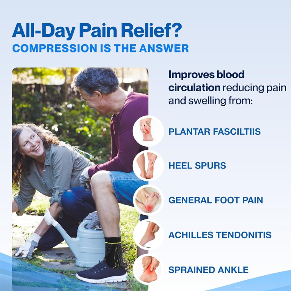 1Pair Ankle Brace Compression Support For Sprain Strain Achilles Tendonitis Plantar Fasciitis Recovery Sleeve