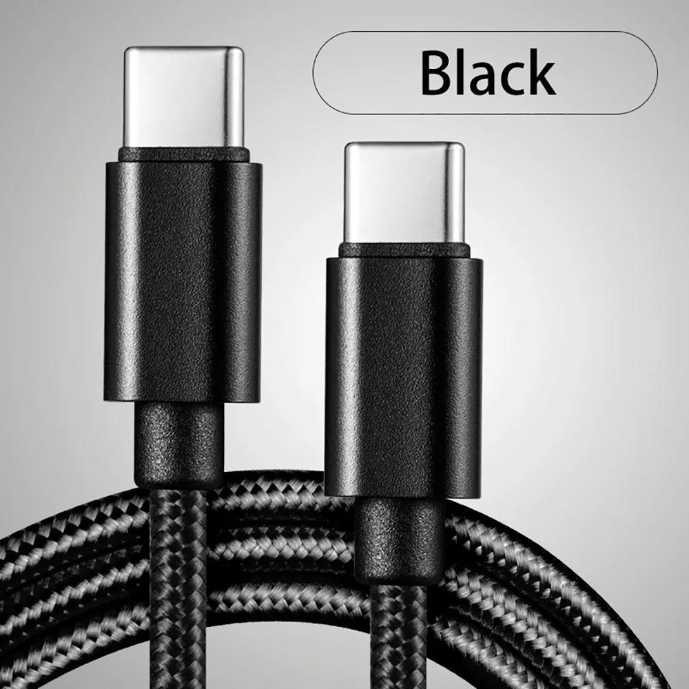 

66W Nylon Braided USB C To Type C Fast Charging Cable 5A Quick Charge TypeC to Type-C PD Charger Data Cord 1m 2m 3m Adapter Line 1m чёрный