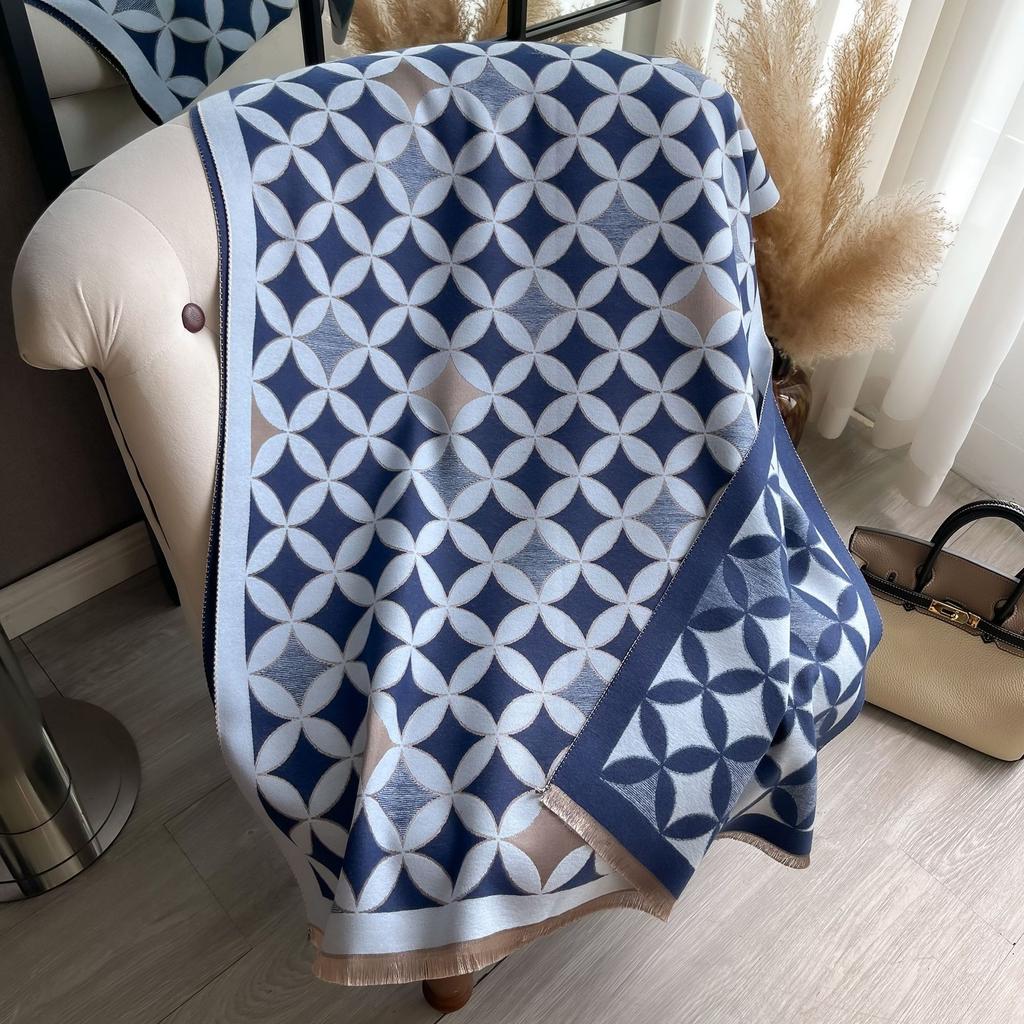 Scarf Women'S Diamond-Shaped Lattice Autumn And Winter Korean Thickened Air-Conditioned Room Warm Shawl Women'S Scarf
