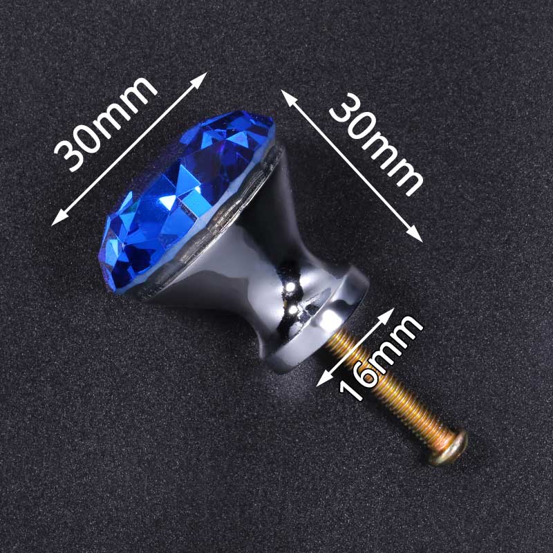 KAK 30mm Diamond Shape Design Colorful Crystal Glass Knobs Cupboard Drawer Pull Door Kitchen Cabinet Wardrobe Handles Hardware